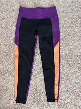 Sweaty Betty Purple, Black & Peach Colorblock Power Leggings